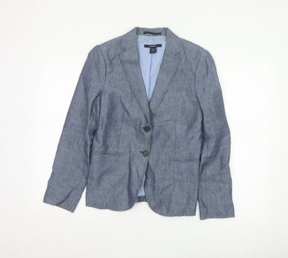 GANT Women’s Blue UK 10 Linen Herringbone Tailored Blazer
