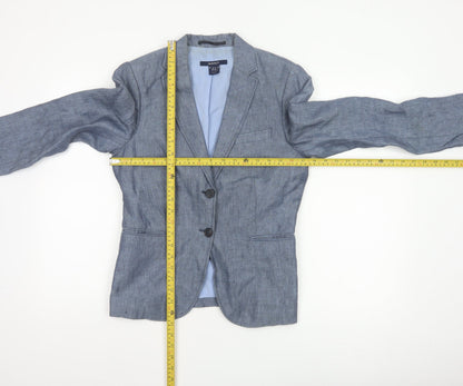 GANT Women’s Blue UK 10 Linen Herringbone Tailored Blazer