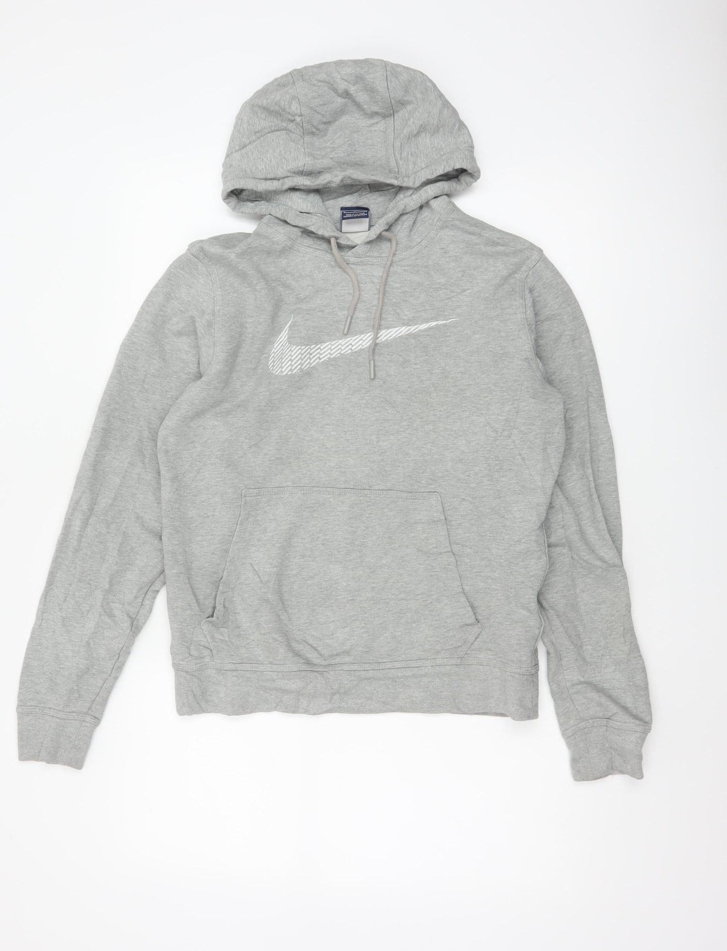 Nike Women Grey S Pullover Hoodie Logo Cotton Fleece Pocket