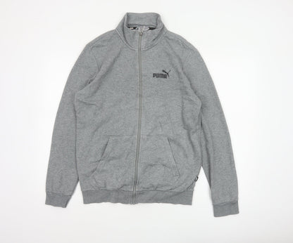 Puma Men Grey Size S Basic Full Zip Sports Jacket Logo