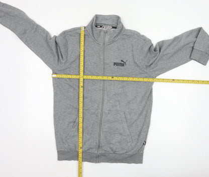 Puma Men Grey Size S Basic Full Zip Sports Jacket Logo