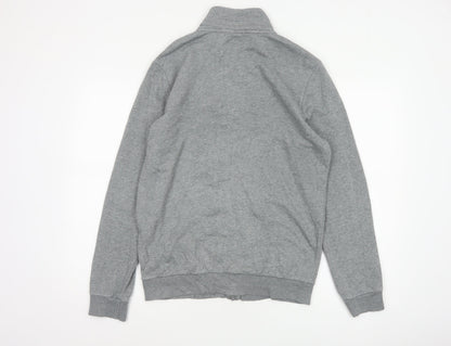 Puma Men Grey Size S Basic Full Zip Sports Jacket Logo