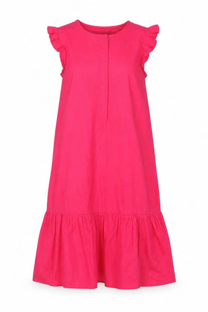 Marks & Spencer Women Pink UK 6 Long Shift Dress Ruffle Cap Sleeve