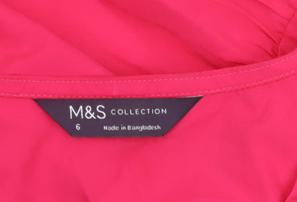 Marks & Spencer Women Pink UK 6 Long Shift Dress Ruffle Cap Sleeve