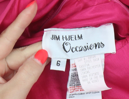 Jim Hjelm Women Pink UK 6 Maxi Chiffon Halter Formal Occasion Dress