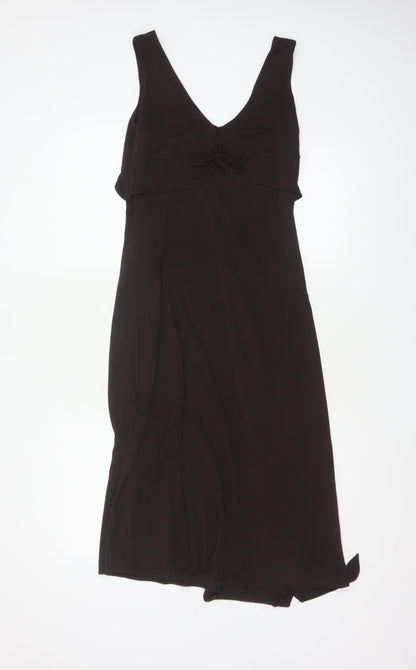 Monsoon Women Black Size 10 Maxi V-Neck Ruffle Formal Dress