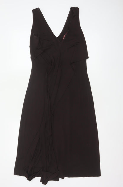 Monsoon Women Black Size 10 Maxi V-Neck Ruffle Formal Dress