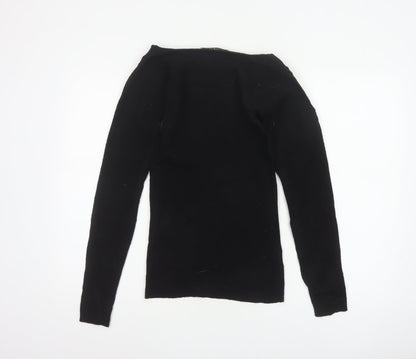 Nicole Farhi Women Black M Wool Blend Round Neck Knit Jumper