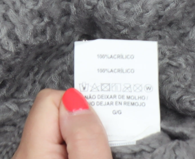Marfinno Women’s Grey L Cable Knit Beaded Crew Neck Jumper