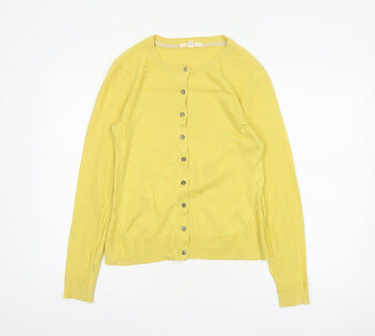 White Stuff Women Yellow UK 10 Cotton Button Front Cardigan