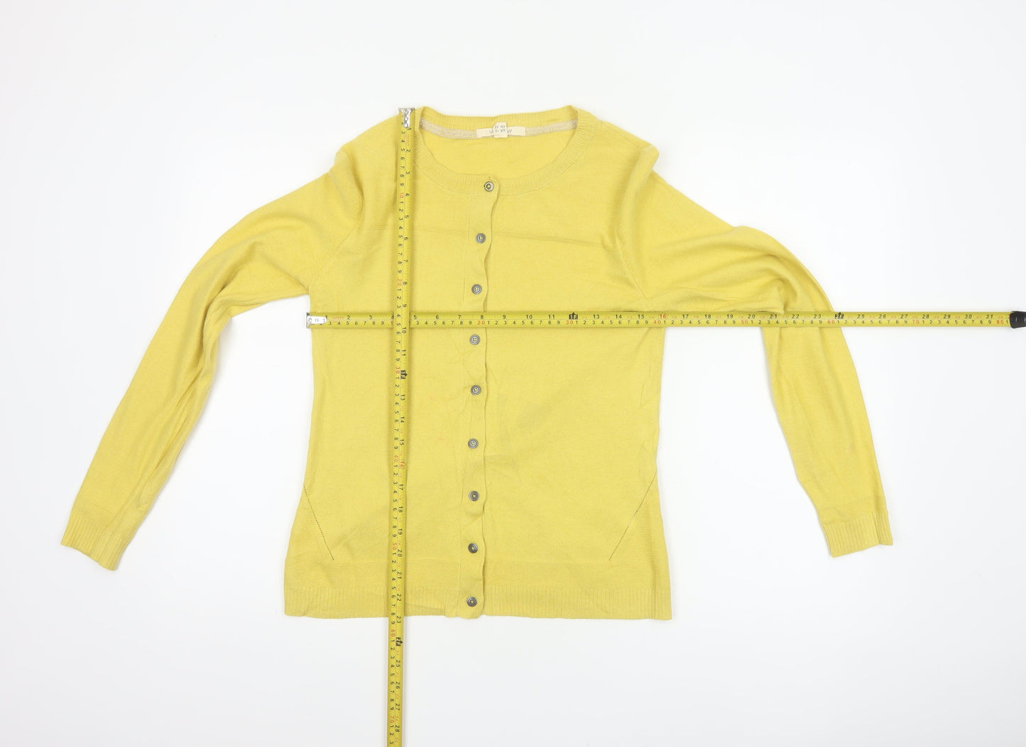 White Stuff Women Yellow UK 10 Cotton Button Front Cardigan