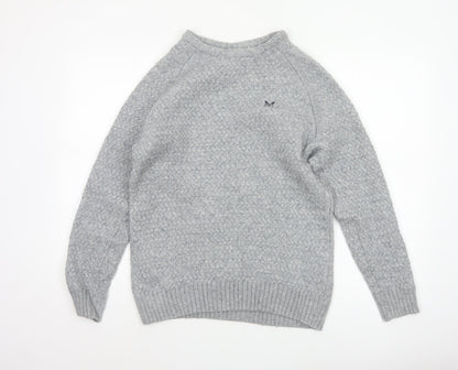 Crew Clothing Company Men's Grey L Cable Knit Lambswool Blend Jumper