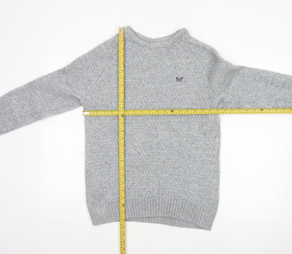 Crew Clothing Company Men's Grey L Cable Knit Lambswool Blend Jumper