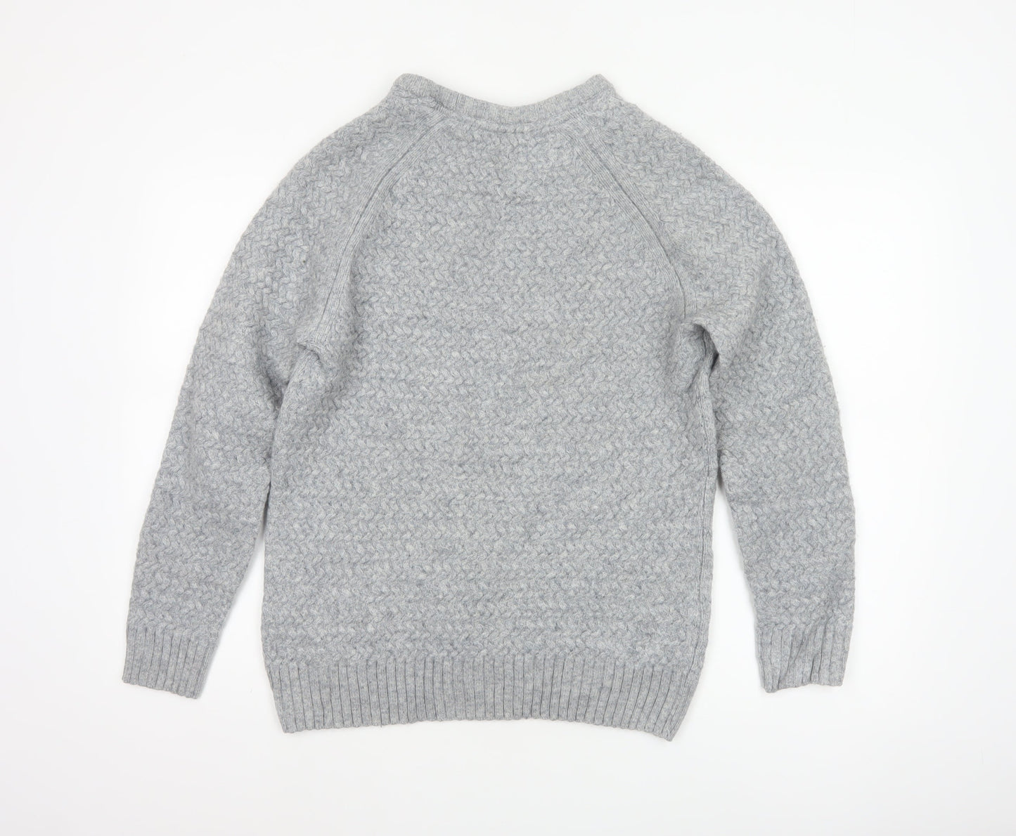 Crew Clothing Company Men's Grey L Cable Knit Lambswool Blend Jumper