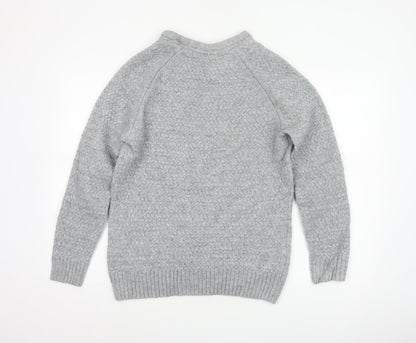 Crew Clothing Company Men's Grey L Cable Knit Lambswool Blend Jumper