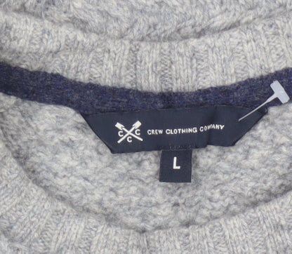 Crew Clothing Company Men's Grey L Cable Knit Lambswool Blend Jumper