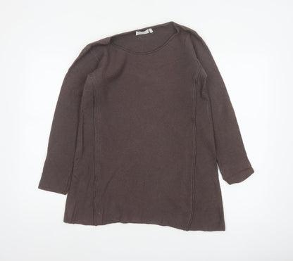 Peter Hahn Women Brown UK 12 Merino Wool Scoop Neck Tunic Jumper