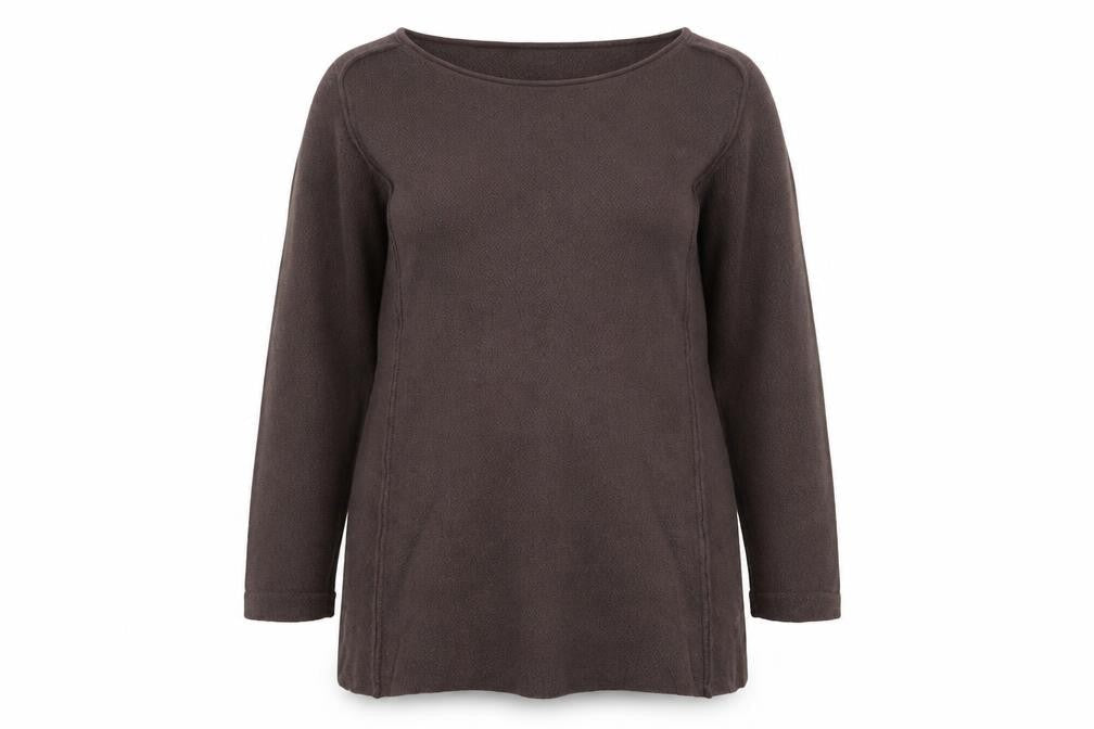 Peter Hahn Women Brown UK 12 Merino Wool Scoop Neck Tunic Jumper