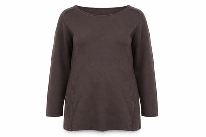 Peter Hahn Women Brown UK 12 Merino Wool Scoop Neck Tunic Jumper