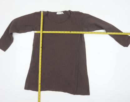 Peter Hahn Women Brown UK 12 Merino Wool Scoop Neck Tunic Jumper
