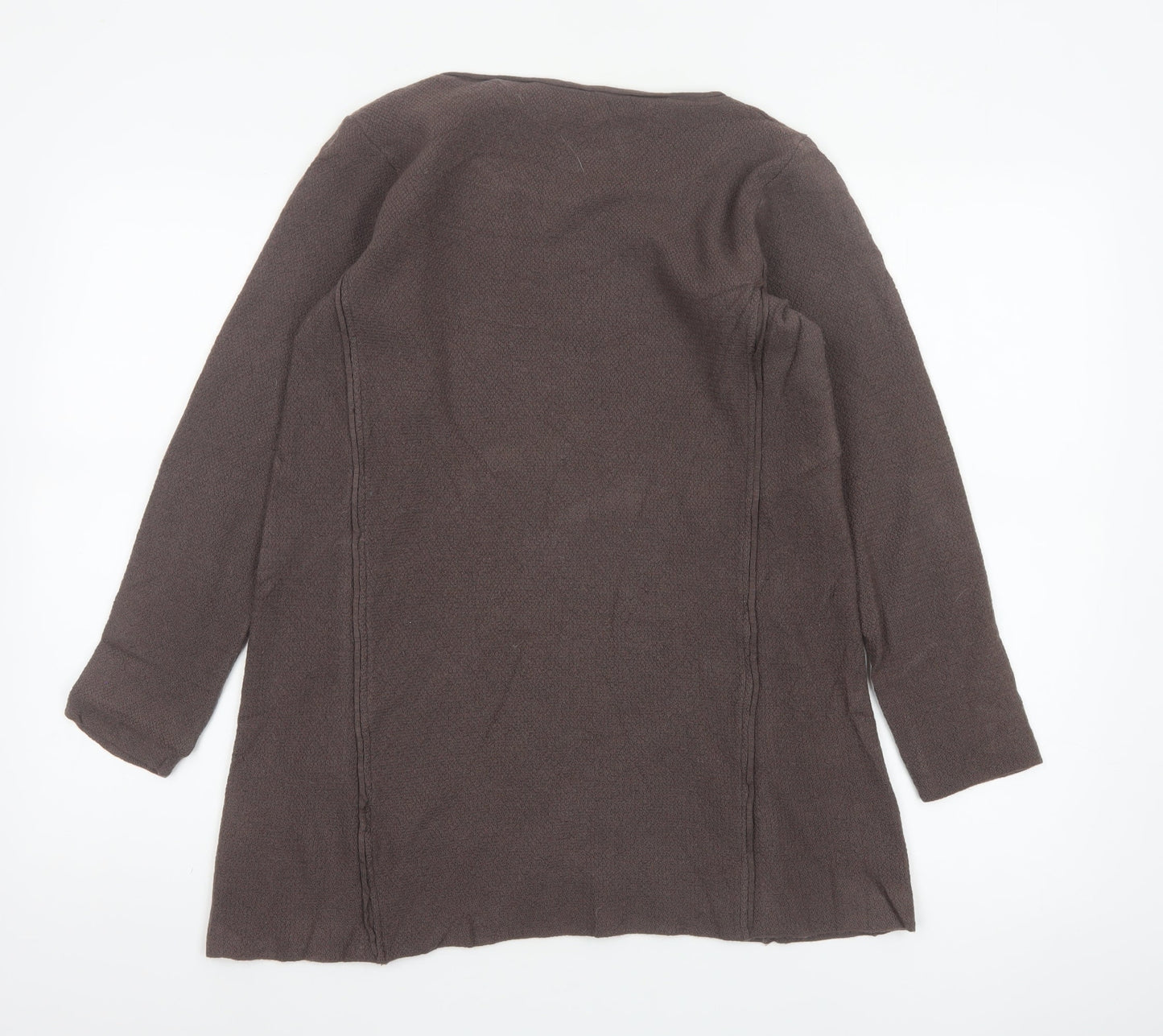 Peter Hahn Women Brown UK 12 Merino Wool Scoop Neck Tunic Jumper