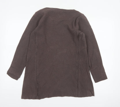 Peter Hahn Women Brown UK 12 Merino Wool Scoop Neck Tunic Jumper