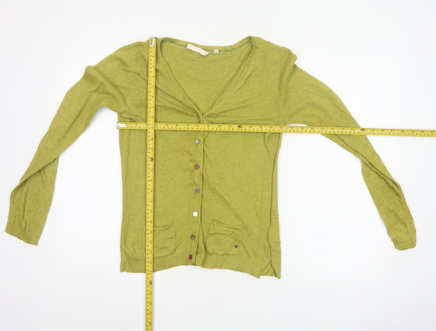 White Stuff Women’s Green Size 10 V-Neck Button Knit Cardigan Pockets