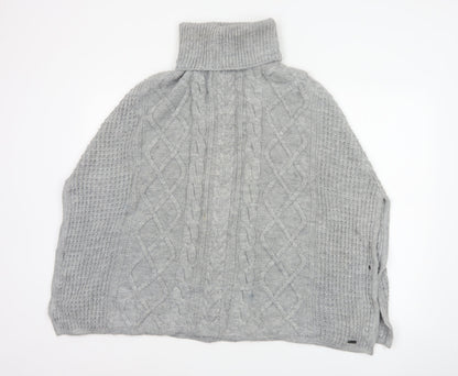 Barbour Women Grey Size S Cable Knit Roll Neck Court Cape