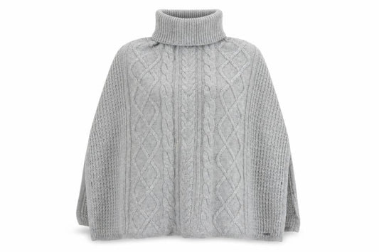 Barbour Women Grey Size S Cable Knit Roll Neck Court Cape