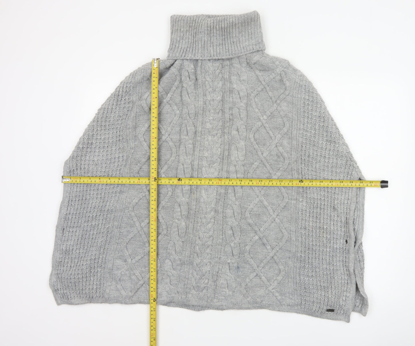 Barbour Women Grey Size S Cable Knit Roll Neck Court Cape