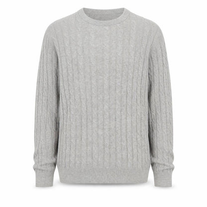 Uniqlo Men Grey XL Cable Knit Cotton Cashmere Crew Neck Pullover Jumper