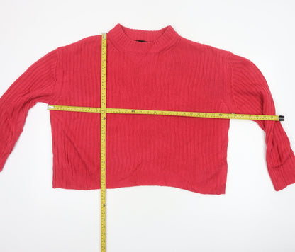 Esmara Women Red UK 12 Cable Knit Mock Neck Pullover Jumper