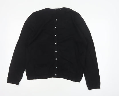 Laura Ashley Women’s Black UK 16 V-Neck Button Knit Cardigan