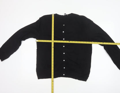 Laura Ashley Women’s Black UK 16 V-Neck Button Knit Cardigan
