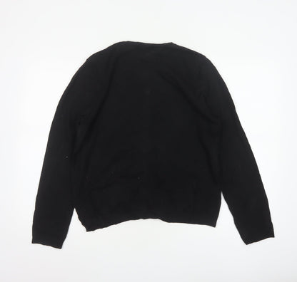 Laura Ashley Women’s Black UK 16 V-Neck Button Knit Cardigan