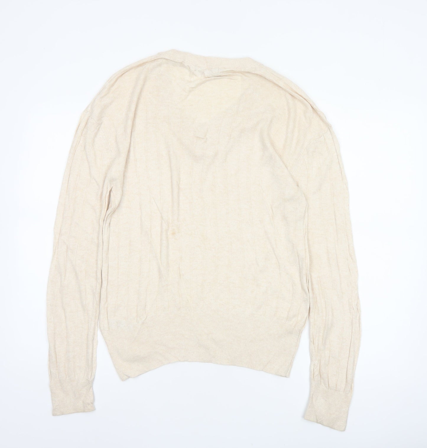 Marks and Spencer Women Ivory M Linen Blend V-Neck Lightweight Jumper