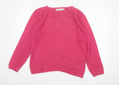 EWM Women Pink UK 10-12 Cotton Crew Neck Raglan Sleeve Jumper