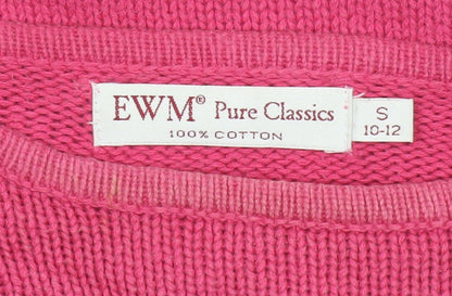 EWM Women Pink UK 10-12 Cotton Crew Neck Raglan Sleeve Jumper