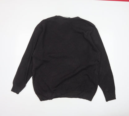 Balmoral Knitwear Men’s Black 2XL V-Neck Wool Blend Pullover Jumper