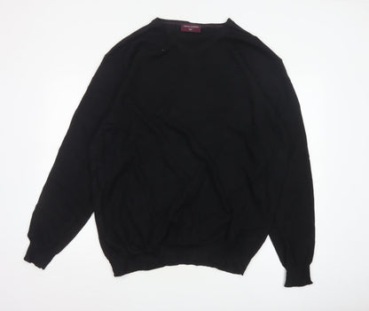 Brook Taverner Men’s Black 2XL Merino Wool Cotton V-Neck Jumper