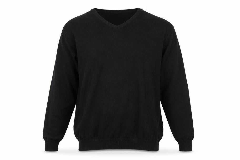 Brook Taverner Men’s Black 2XL Merino Wool Cotton V-Neck Jumper