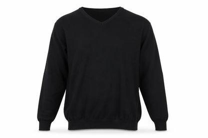 Brook Taverner Men’s Black 2XL Merino Wool Cotton V-Neck Jumper
