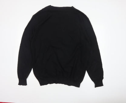 Brook Taverner Men’s Black 2XL Merino Wool Cotton V-Neck Jumper