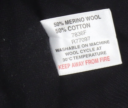 Brook Taverner Men’s Black 2XL Merino Wool Cotton V-Neck Jumper