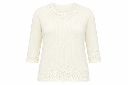 Per Una Women Ivory L Long Sleeve Knit Tunic Jumper Scoop Neck