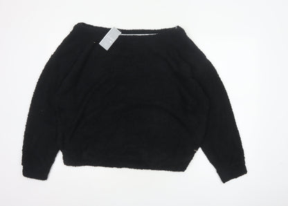 F&F Women Black M Fleece Jumper Pyjama Top Long Sleeve