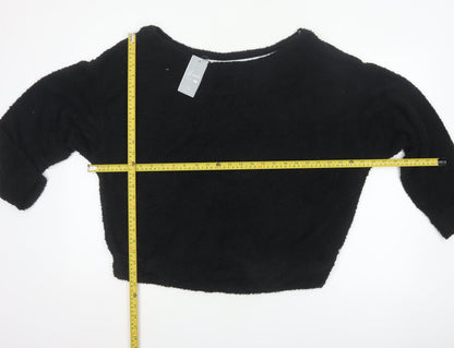 F&F Women Black M Fleece Jumper Pyjama Top Long Sleeve