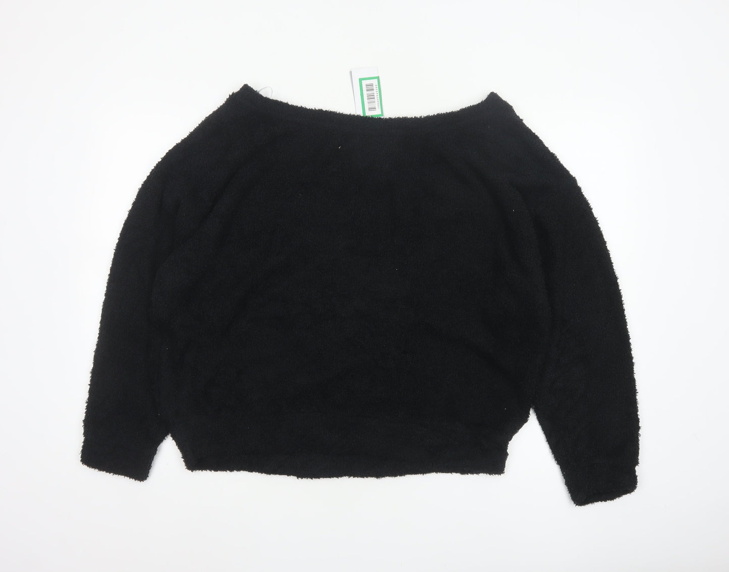 F&F Women Black M Fleece Jumper Pyjama Top Long Sleeve