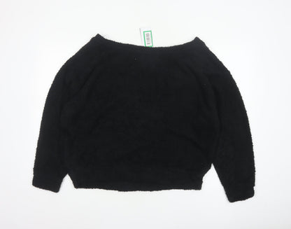 F&F Women Black M Fleece Jumper Pyjama Top Long Sleeve