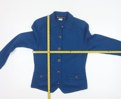 County Jersey Women’s Blue UK 10 Collared Button Knit Cardigan Pockets